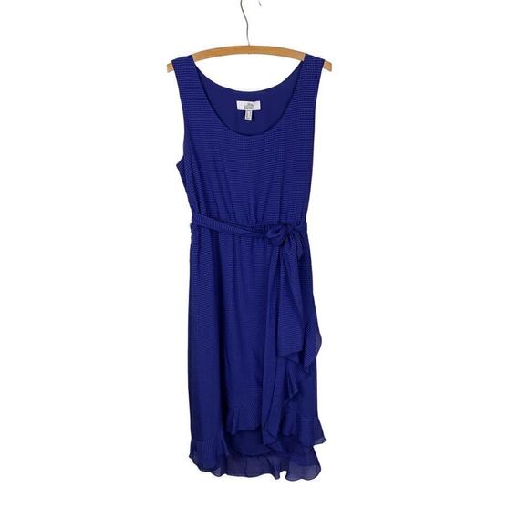 Belle Badgley Mischka Dresses & Skirts - Badgley Mischka Blue Black Gingham Midi Wrap Dress Size 14 Ruffles Romantic